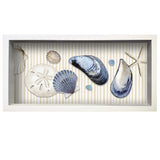 Beachcomber Seashell design decorative hand-made wooden tray in 10 x 20