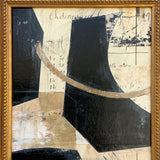 Contemporary Black and White Collage II in Vintage Gold Frame