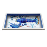 10" x 20" Blue Lobster Design Decorative Hand-Made Wooden Tray