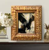 Black and White Abstract Painting in Vintage Frame