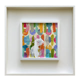 Colorful Abstract Collage in Contemporary White Frame