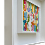 Colorful Abstract Collage in Contemporary White Frame