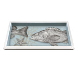 Handmade wooden tray with fish design