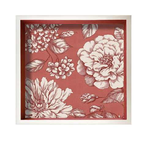 French Floral Toile Decorative Hand-Made Wooden Tray