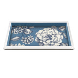 10x20 Blue French Floral Toile Decorative Hand-Made Wooden Tray