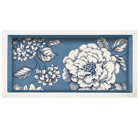 10x20 Blue French Floral Toile Decorative Hand-Made Wooden Tray