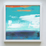 Abstract Ocean Painting in Contemporary White Frame