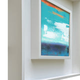 Abstract Ocean Painting in Contemporary White Frame