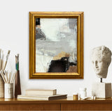 Abstract Black and White Painting in Vintage Gold Frame