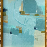 Soft Abstract in Aqua Blue and Beige Tones in Vintage Gold Frame