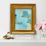 Soft Abstract in Blue and Green Tones in Vintage Gold Frame