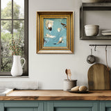 Seafoam Green Abstract in Vintage Gold Frame