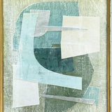 Soft Green Contemporary Abstract Collage II in Distressed Frame