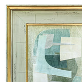 Soft Green Contemporary Abstract Collage II in Distressed Frame