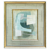 Soft Green Contemporary Abstract Collage II in Distressed Frame