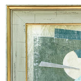 Soft Green Contemporary Abstract Collage in Distressed Frame