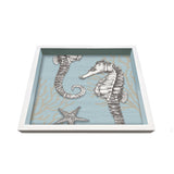 Handmade wooden tray with Seahorse design