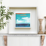 Abstract Ocean Painting in Contemporary White Frame