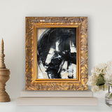 Black and White Painting in Vintage Frame